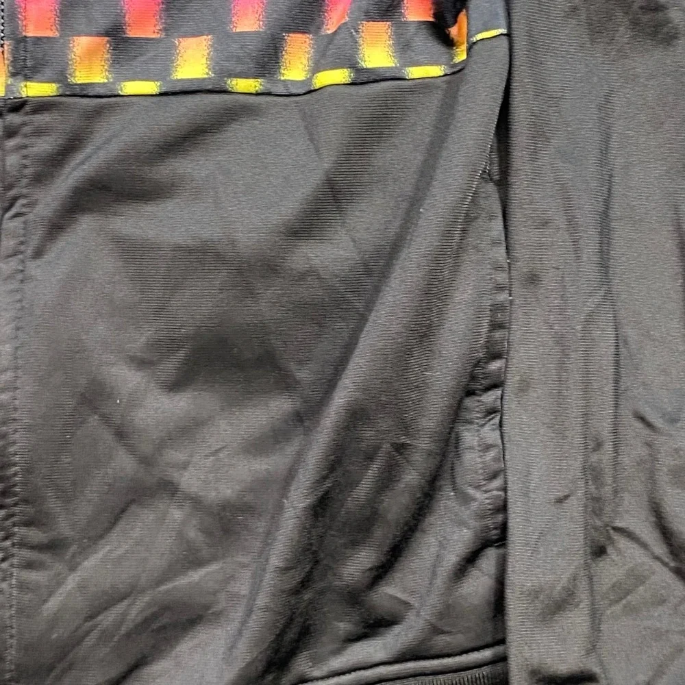 Hurley Track Jacket Sz 10 Boys Black Rainbow Checkerboard Skater Full Zip